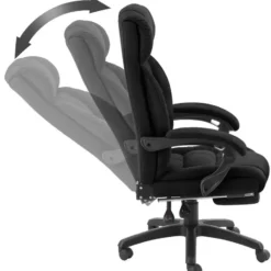 tectake Bureaustoel Jillien met voetsteun en veloursbekleding, Zwart
