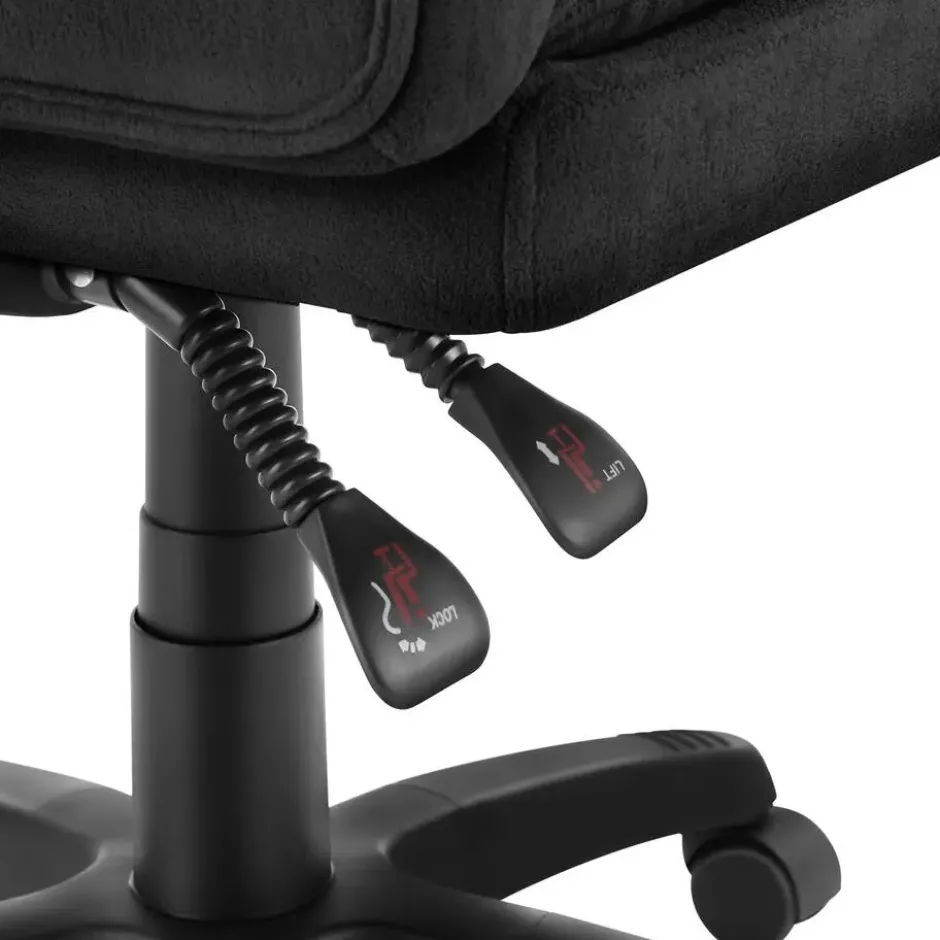 tectake Bureaustoel Jillien met voetsteun en veloursbekleding, Zwart