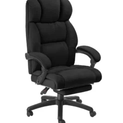 tectake Bureaustoel Jillien met voetsteun en veloursbekleding, Zwart
