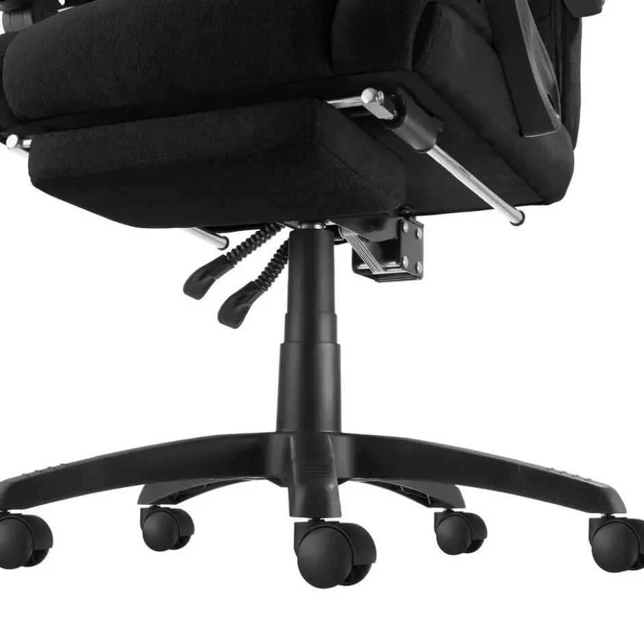 tectake Bureaustoel Jillien met voetsteun en veloursbekleding, Zwart