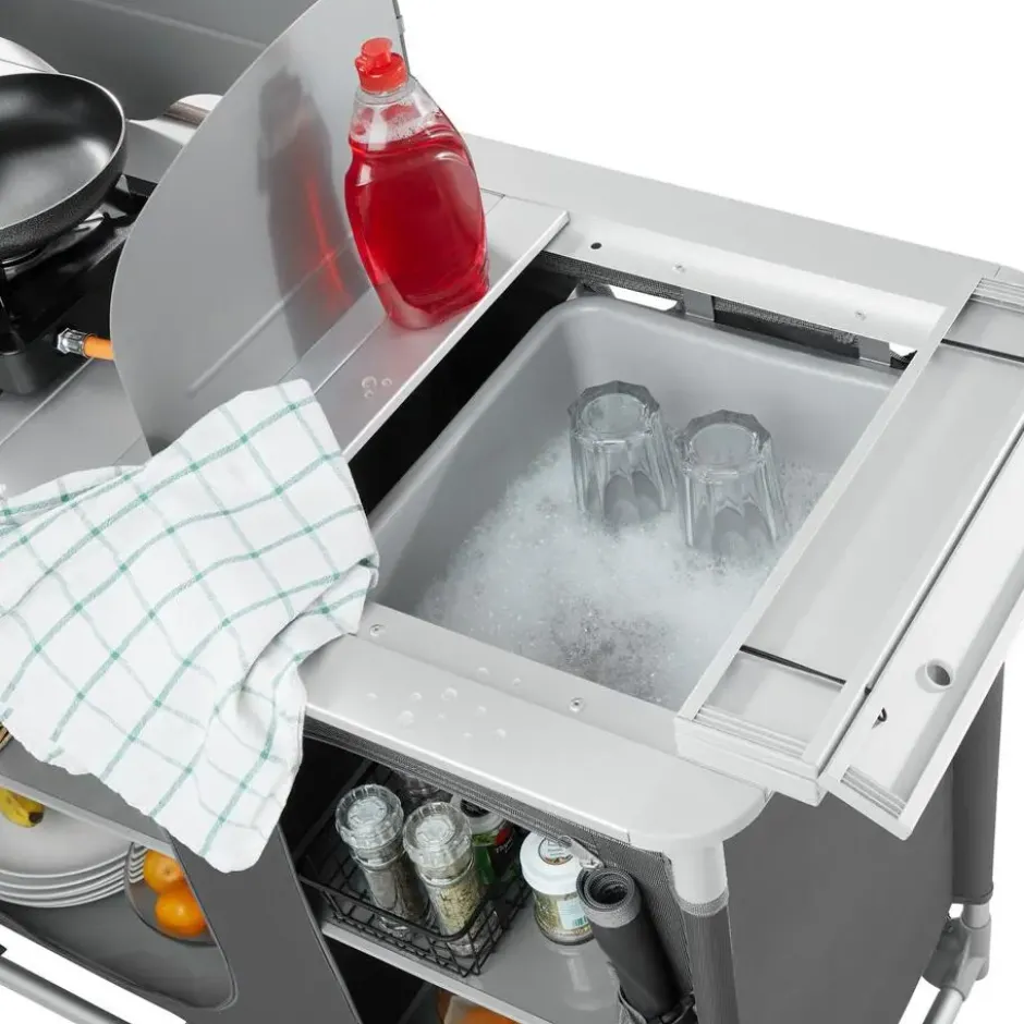 tectake - Campingkeuken 116x52x107cm, Grijs