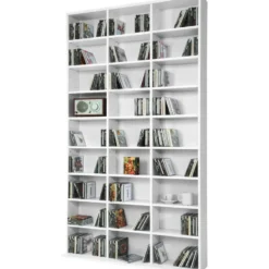 tectake - CD DVD kast - Opslagruimte voor 820 CD's - Wit - 180x102x24 cm