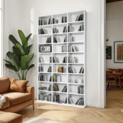 tectake - CD DVD kast - Opslagruimte voor 820 CD's - Wit - 180x102x24 cm