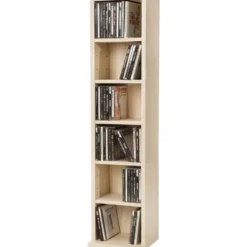 tectake CD mediakast met 6 vakken 90x21x20cm, Beuken