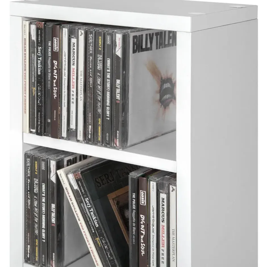 tectake CD mediakast met 6 vakken 90x21x20cm, Wit