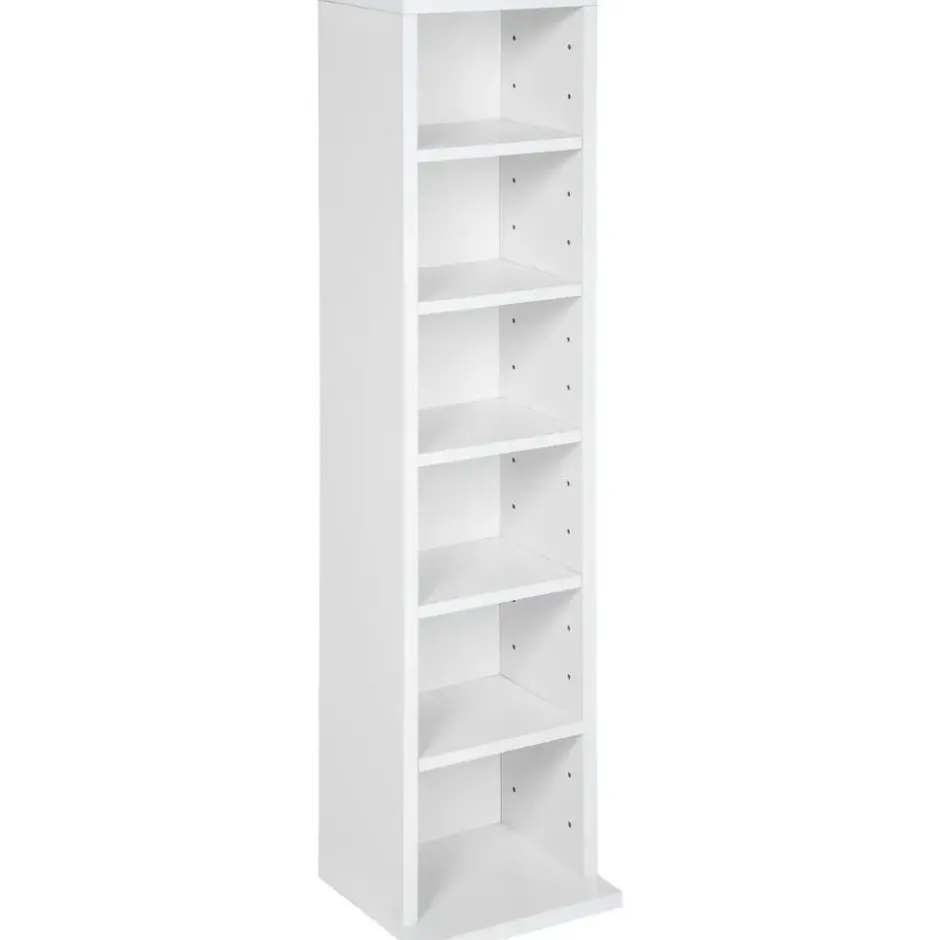 tectake CD mediakast met 6 vakken 90x21x20cm, Wit