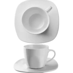 tectake Combi servies Salerno, porselein, voor 12 personen, 100-delig, Wit