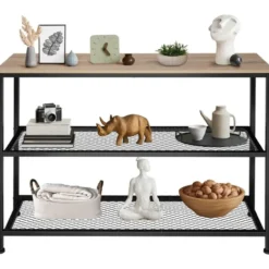 tectake Consoletafel Bristol 100x30x81cm, Industrieel Licht Hout, Eiken Sonoma
