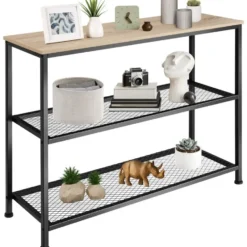 tectake Consoletafel Bristol 100x30x81cm, Industrieel Licht Hout, Eiken Sonoma