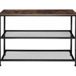 tectake Consoletafel Bristol 100x30x81cm, Industrieel Hout Donker, Rustiek