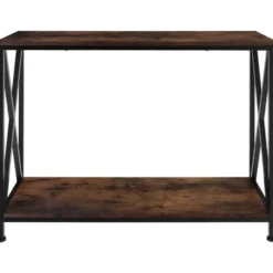 tectake Consoletafel Tacoma 100x35x80,5cm, Industrieel Hout Donker, Rustiek