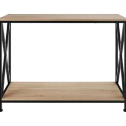 tectake Consoletafel Tacoma 100x35x80,5cm, Industrieel Licht Hout, Eiken Sonoma