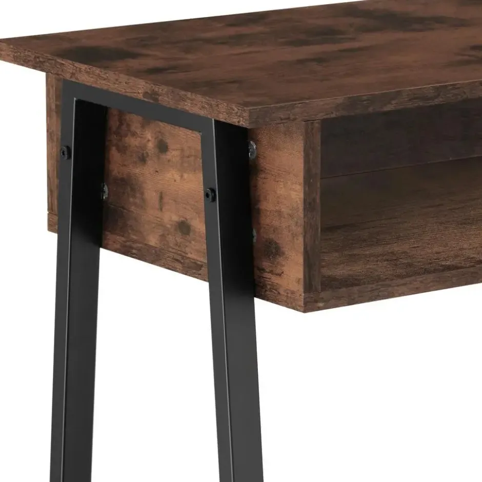 tectake Consoletafel Tralee 100x35x80,5cm, Industrieel Hout Donker, Rustiek