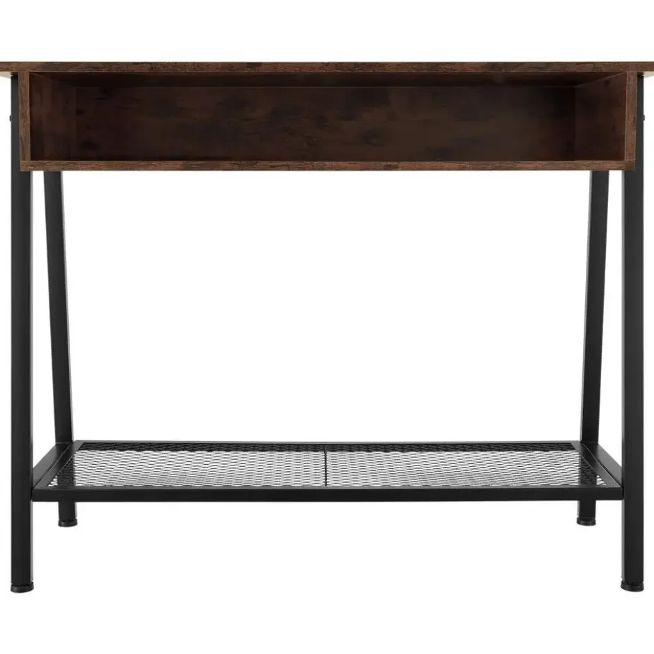 tectake Consoletafel Tralee 100x35x80,5cm, Industrieel Hout Donker, Rustiek
