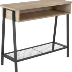 tectake Consoletafel Tralee 100x35x80,5cm, Industrieel Licht Hout, Eiken Sonoma