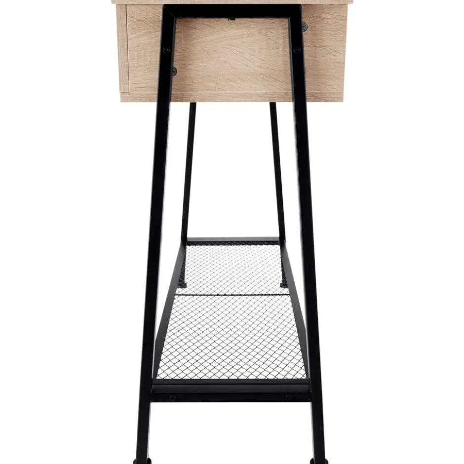 tectake Consoletafel Tralee 100x35x80,5cm, Industrieel Licht Hout, Eiken Sonoma