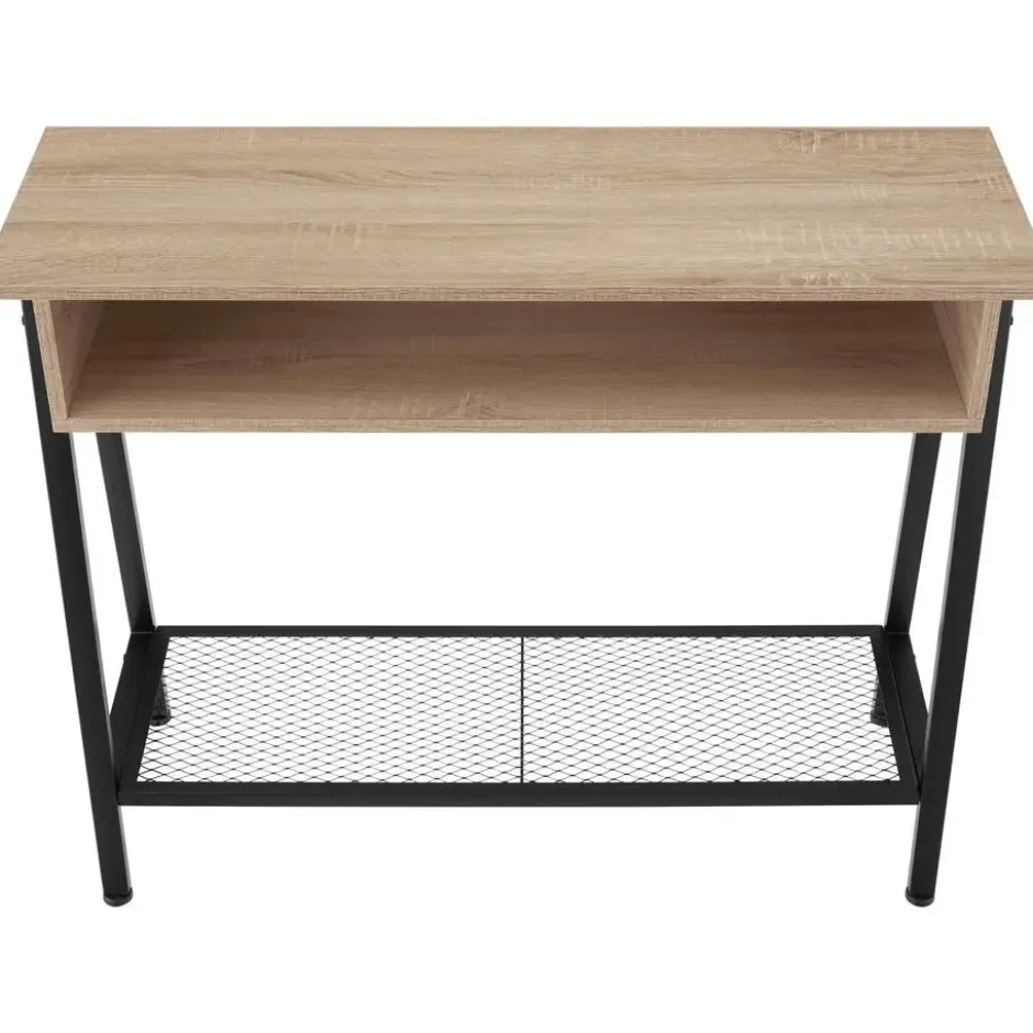 tectake Consoletafel Tralee 100x35x80,5cm, Industrieel Licht Hout, Eiken Sonoma