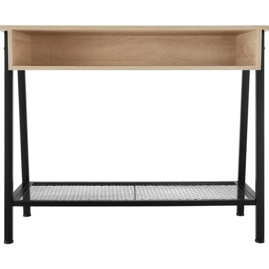 tectake Consoletafel Tralee 100x35x80,5cm, Industrieel Licht Hout, Eiken Sonoma