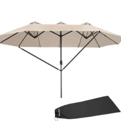 tectake Dubbele Parasol Silia 460x270 cm met 3 windvakken, Beige