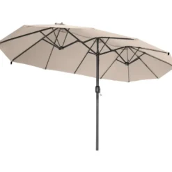 tectake Dubbele Parasol Silia 460x270 cm met 3 windvakken, Beige