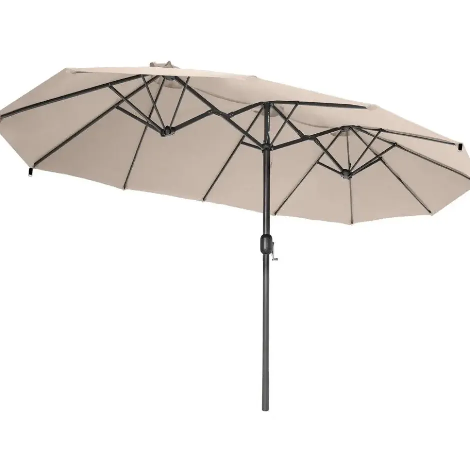 tectake Dubbele Parasol Silia 460x270 cm met 3 windvakken, Beige