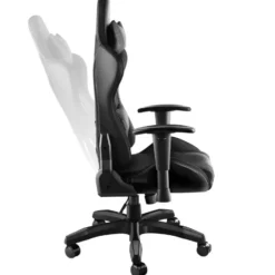 tectake Gaming stoel Tartaros, LED, massagefunctie, Zwart/Zwart
