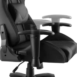 tectake Gaming stoel Tartaros, LED, massagefunctie, Zwart/Zwart