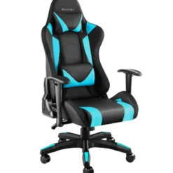 tectake Gaming stoel Tartaros, LED, massagefunctie, Zwart/Azuur