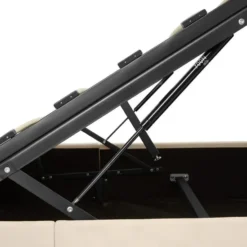 tectake Gestoffeerd bed met LED & opbergruimte, 120 x 200 cm, Fluweellook Zand
