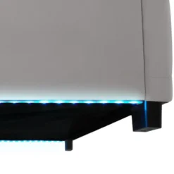 tectake Gestoffeerd bed met LED & opbergruimte, 180 x 200 cm, Donkergrijs