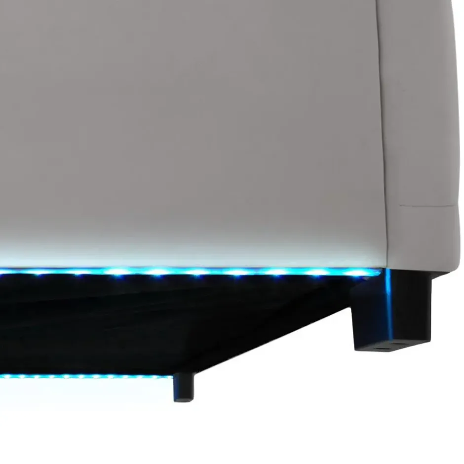 tectake Gestoffeerd bed met LED & opbergruimte, 180 x 200 cm, Donkergrijs