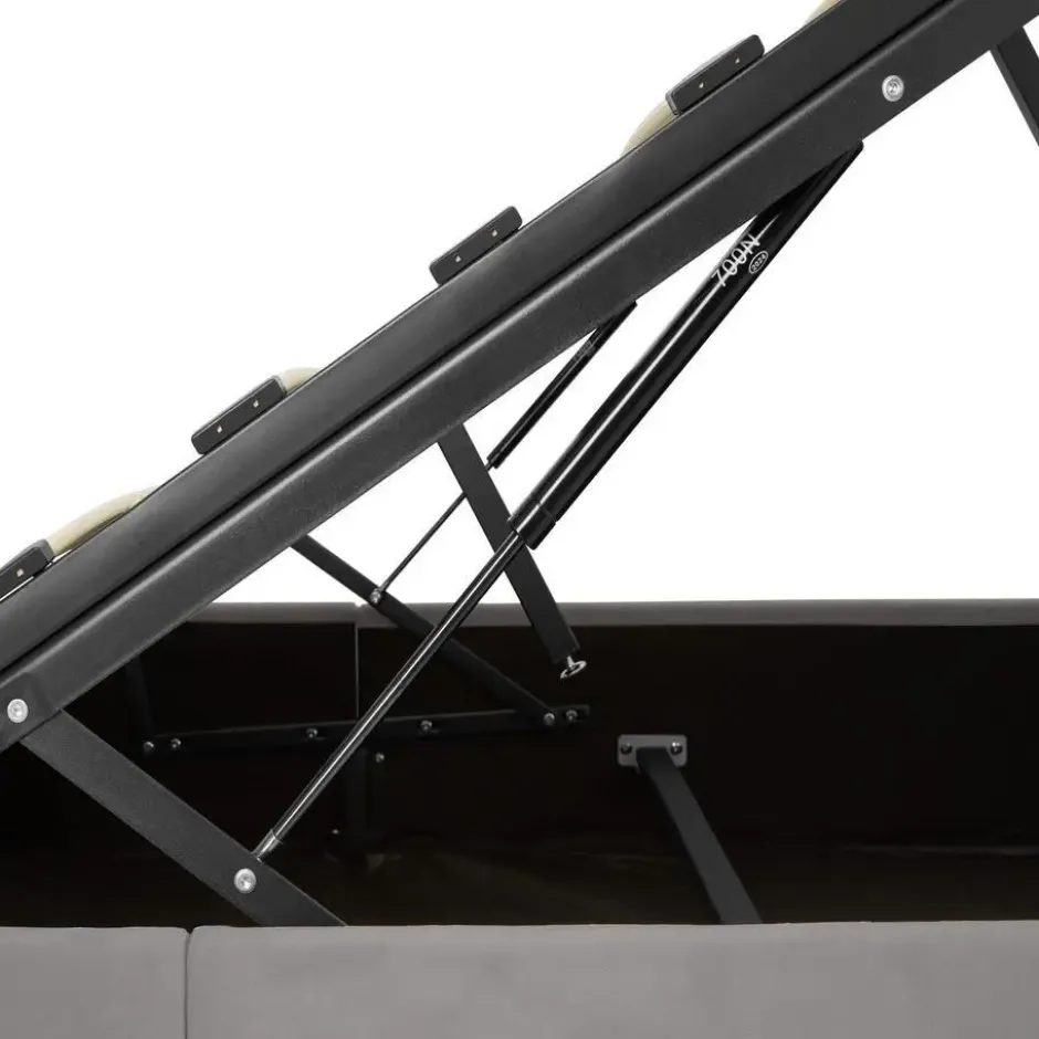 tectake Gestoffeerd bed met LED & opbergruimte, 180 x 200 cm, Donkergrijs