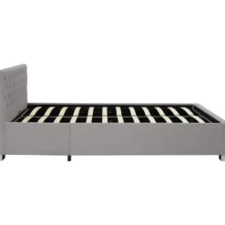 tectake Gestoffeerd bed met LED & opbergruimte, 140 x 200 cm, Donkergrijs