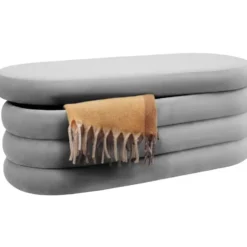 tectake Gestoffeerde Zitbank, Fluweel Grijs, 110 x 45 x 42 cm