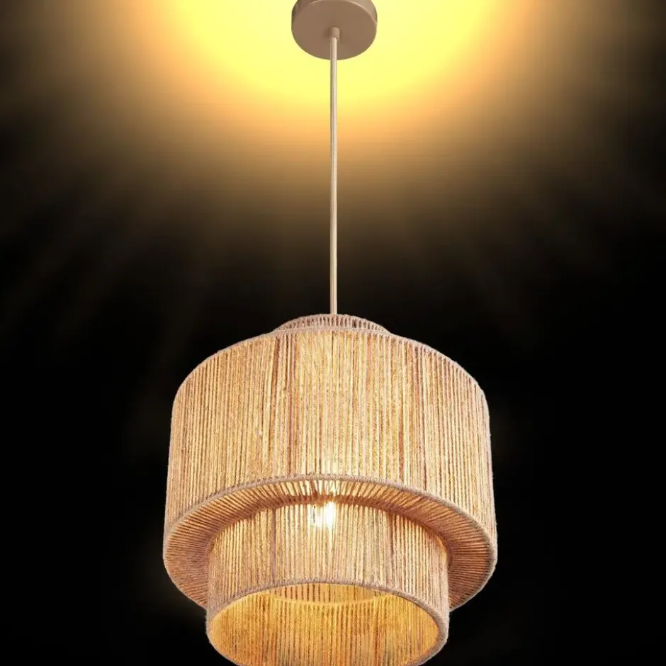 tectake Hanglamp Allegra van jute in boho-stijl, 40W, Natuur
