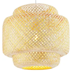 tectake Hanglamp Lignea Lux van bamboe, in boho-stijl, 40W, Bruin