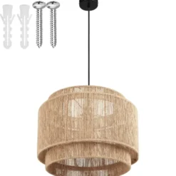 tectake Hanglamp Lignea Lux van jute in boho-stijl, 40W, Natuur