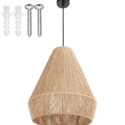 tectake Hanglamp Suri van jute in boho-stijl, 40W, Natuur
