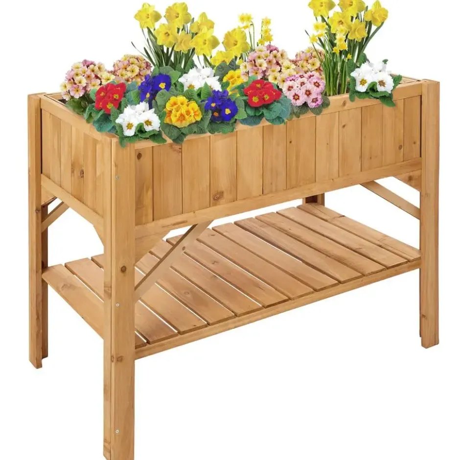 tectake Hangmat XXL, Wit, Houten Onderstel, 2 Personen, 200 kg Draagkracht