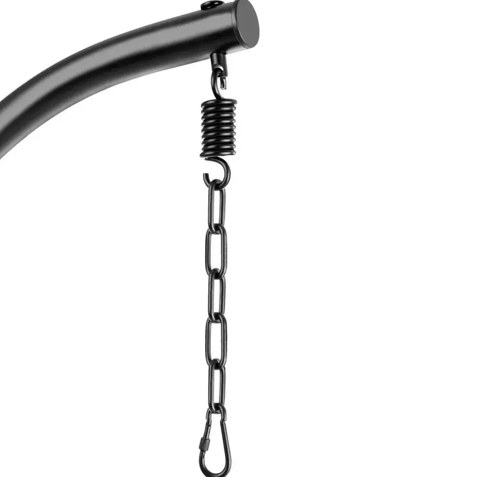 tectake Hangstoel, Comfortabel, Opvouwbaar, Zwart, Met Kussen En Stalen Frame