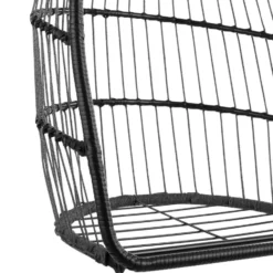 tectake Hangstoel, Comfortabel, Opvouwbaar, Zwart, Met Kussen En Stalen Frame
