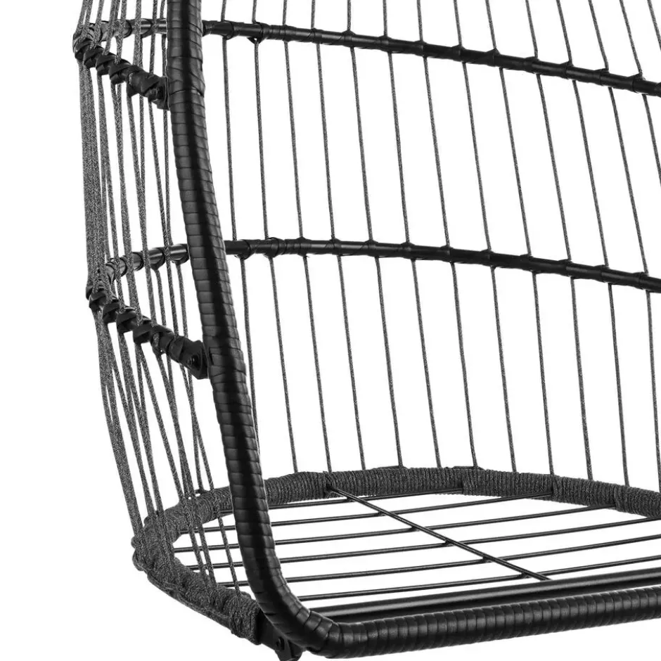tectake Hangstoel, Comfortabel, Opvouwbaar, Zwart, Met Kussen En Stalen Frame