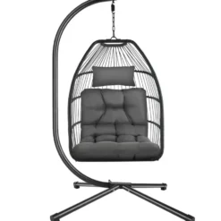 tectake - Hangstoel - Donkergrijs - Gepoedercoat Stalen Frame - Opvouwbaar