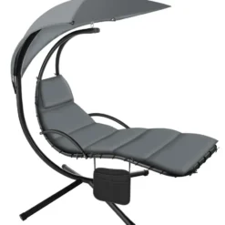tectake - Hangstoel - Met Stalen Frame - Met Kussenhoes - Met Zijvak - Grijs