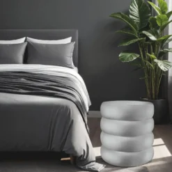 tectake Hocker Altu, gestoffeerd, opbergruimte, Fluweellook Grijs