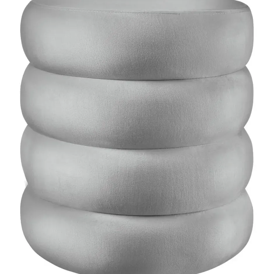 tectake Hocker Altu, gestoffeerd, opbergruimte, Fluweellook Grijs