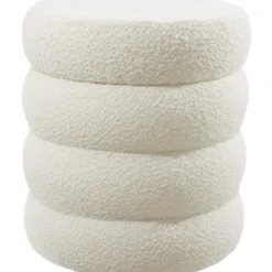 tectake Hocker Altu, gestoffeerd, opbergruimte, Bouclé Crèmewit
