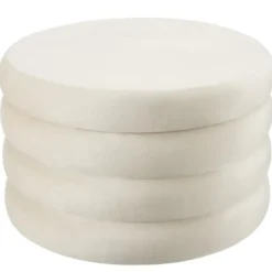 tectake Hocker Altu XL, gestoffeerd, opbergruimte, Fluweellook CrĆØmewit