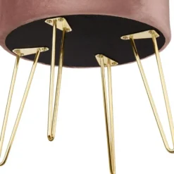 tectake Hocker Ava gestoffeerd in fluweellook 300kg met opbergruimte, Roze