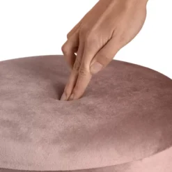 tectake Hocker Sarina gestoffeerd in fluweellook 300kg met opbergruimte, Roze